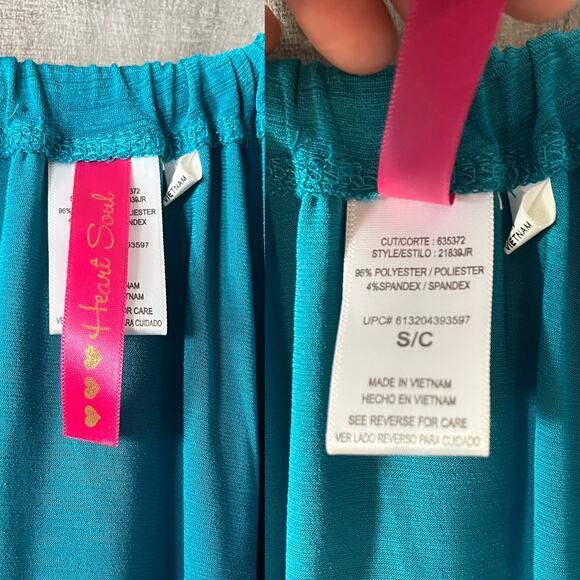 HEART SOUL Teal Tank Top Embellished Beaded Mesh Scoop Neck Sleeveless Small EUC - Picture 6 of 8